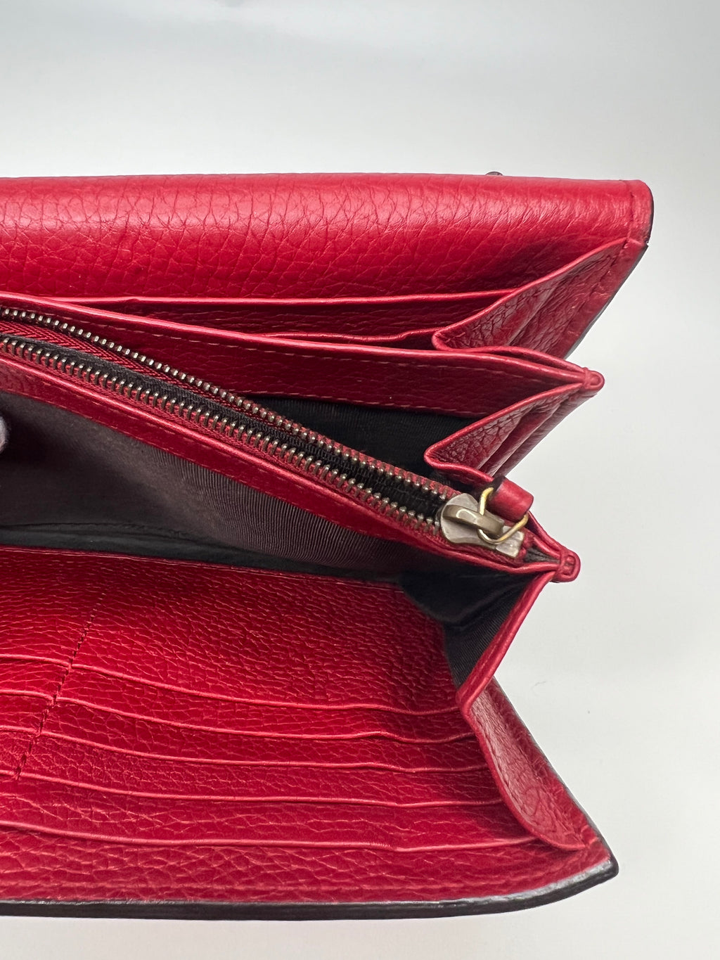 Gucci GG Marmont Red Leather Wallet on Chain