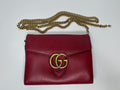 Gucci GG Marmont Red Leather Wallet on Chain