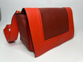 Celine Red & Burgundy Colorblock Leather Shoulder Bag
