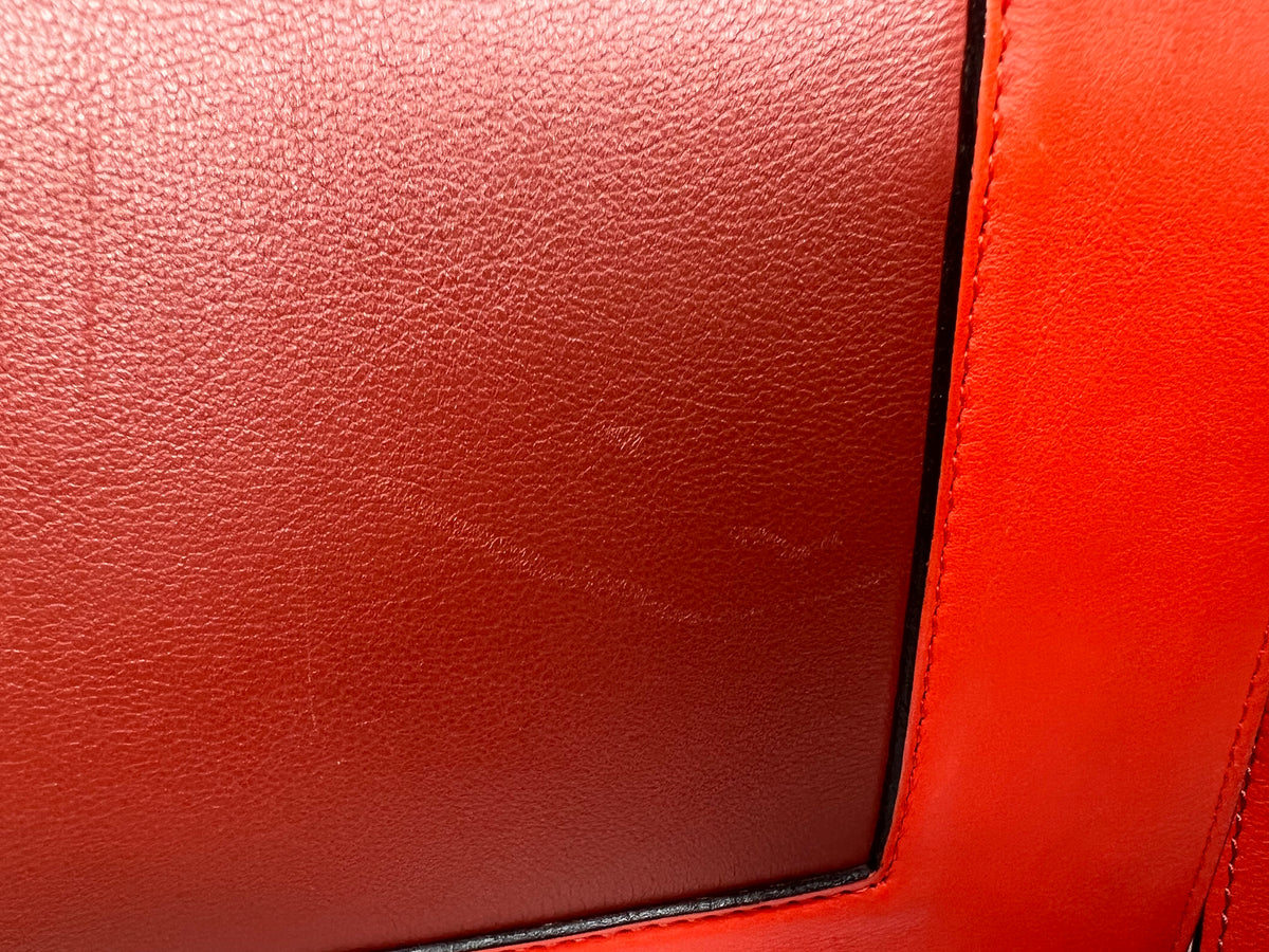 Celine Red & Burgundy Colorblock Leather Shoulder Bag