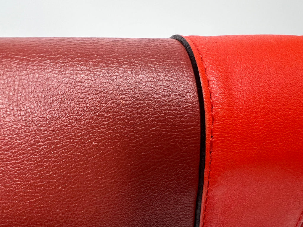 Celine Red & Burgundy Colorblock Leather Shoulder Bag