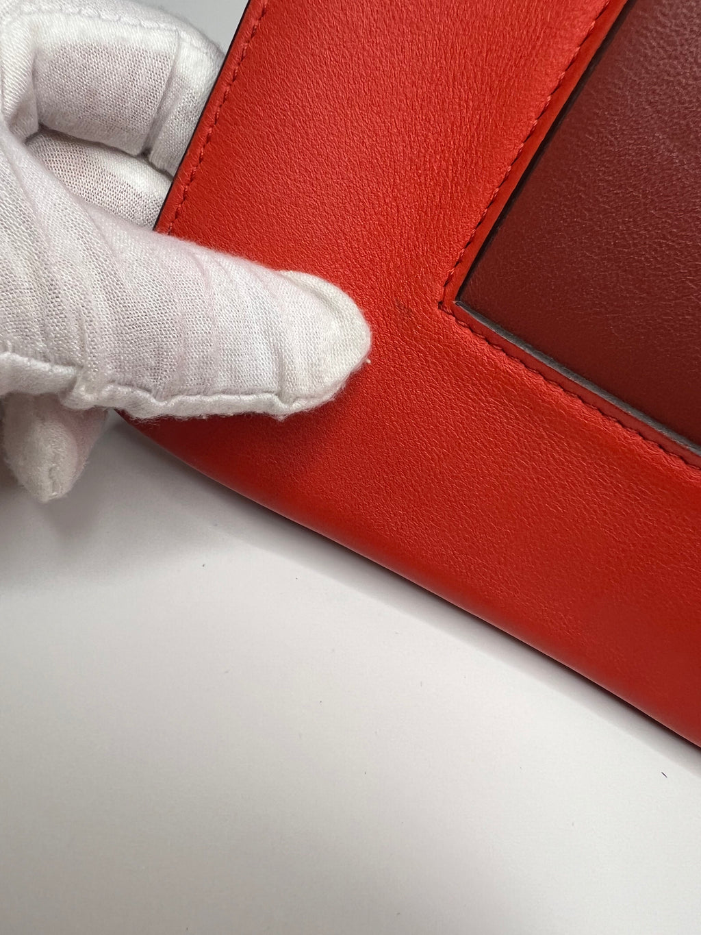 Celine Red & Burgundy Colorblock Leather Shoulder Bag