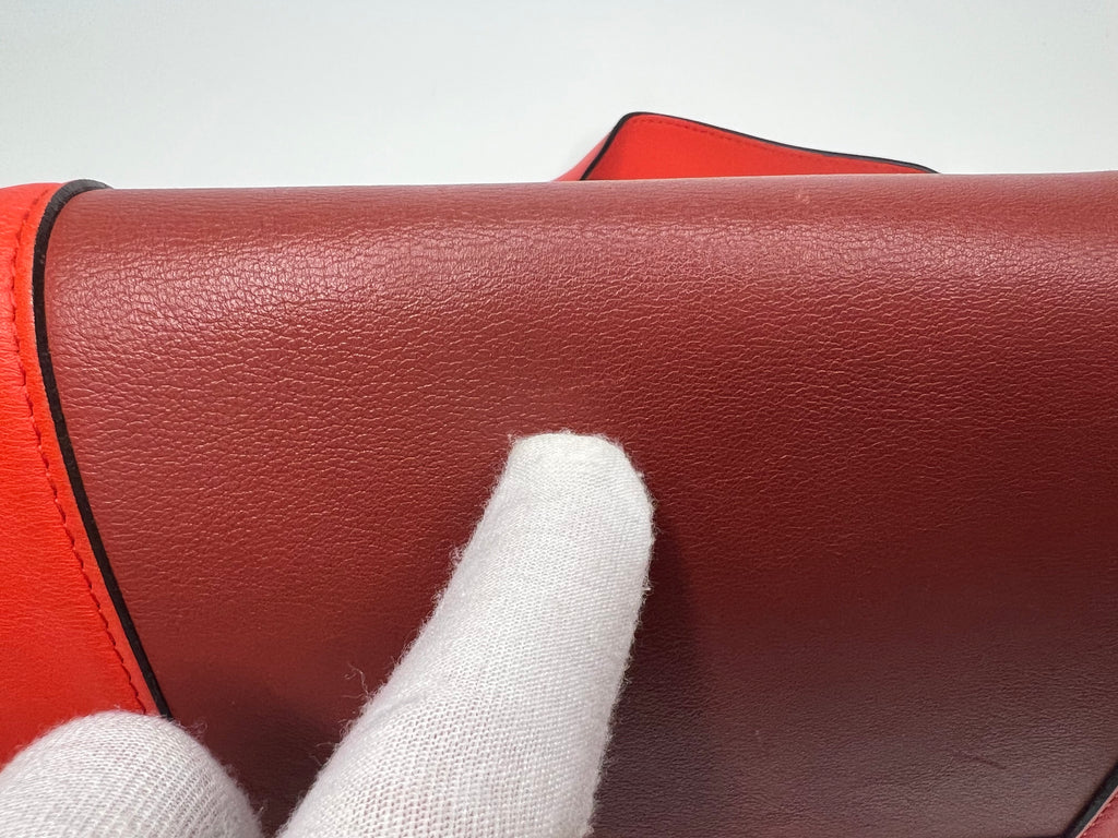 Celine Red & Burgundy Colorblock Leather Shoulder Bag