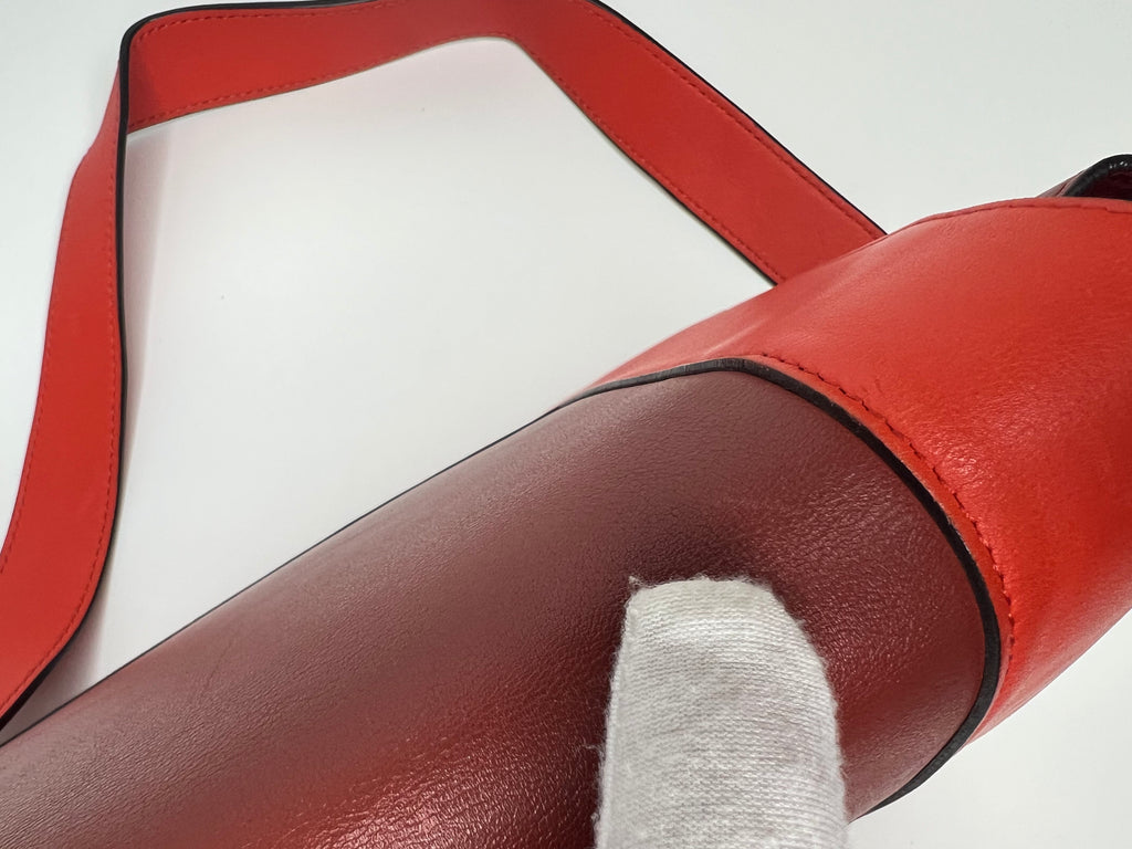 Celine Red & Burgundy Colorblock Leather Shoulder Bag