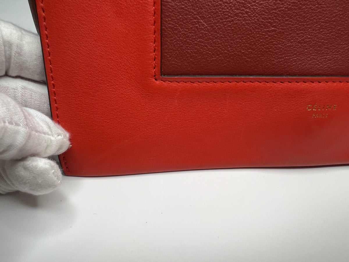 Celine Red & Burgundy Colorblock Leather Shoulder Bag