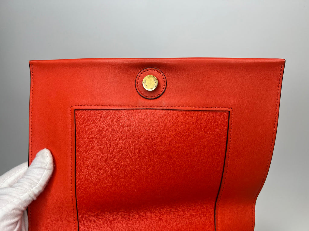 Celine Red & Burgundy Colorblock Leather Shoulder Bag