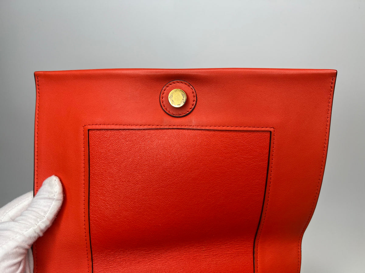 Celine Red & Burgundy Colorblock Leather Shoulder Bag