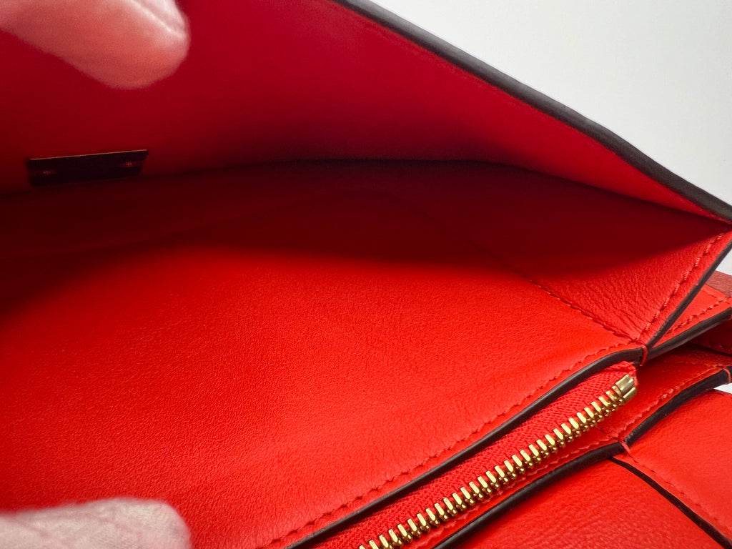 Celine Red & Burgundy Colorblock Leather Shoulder Bag