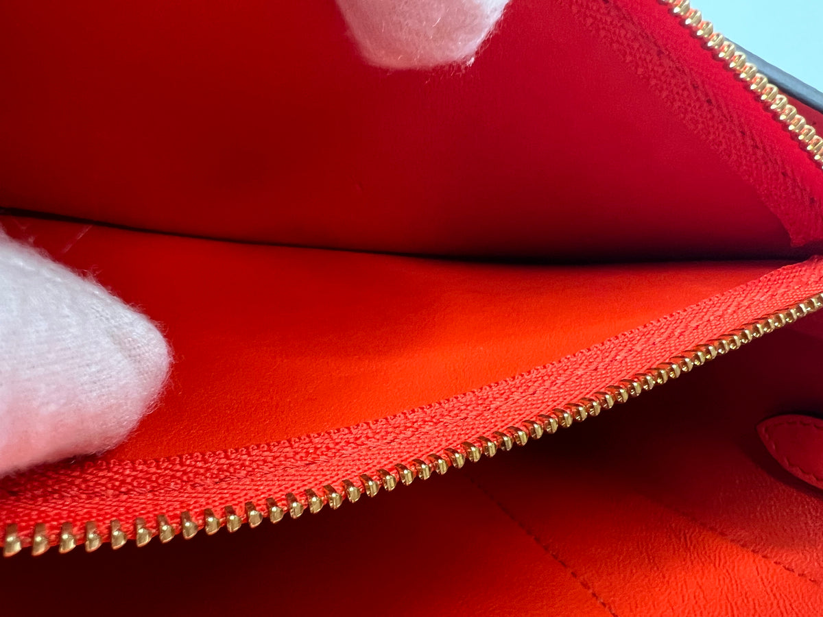 Celine Red & Burgundy Colorblock Leather Shoulder Bag