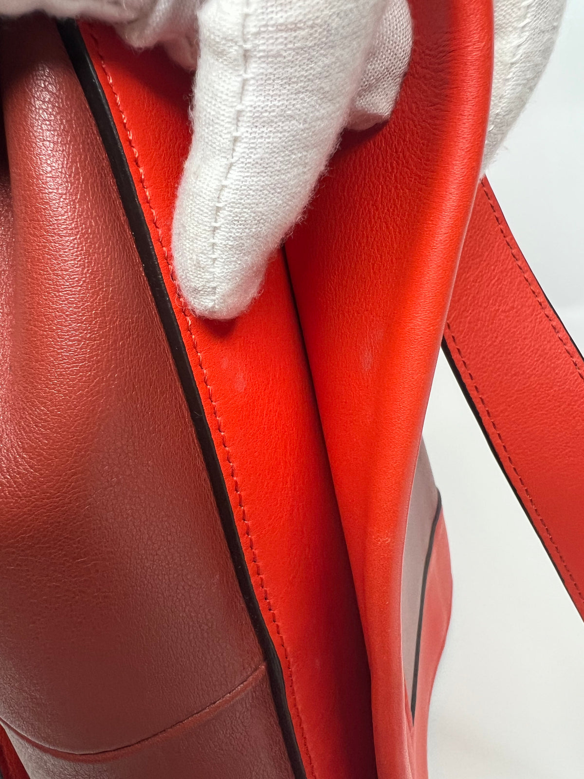 Celine Red & Burgundy Colorblock Leather Shoulder Bag