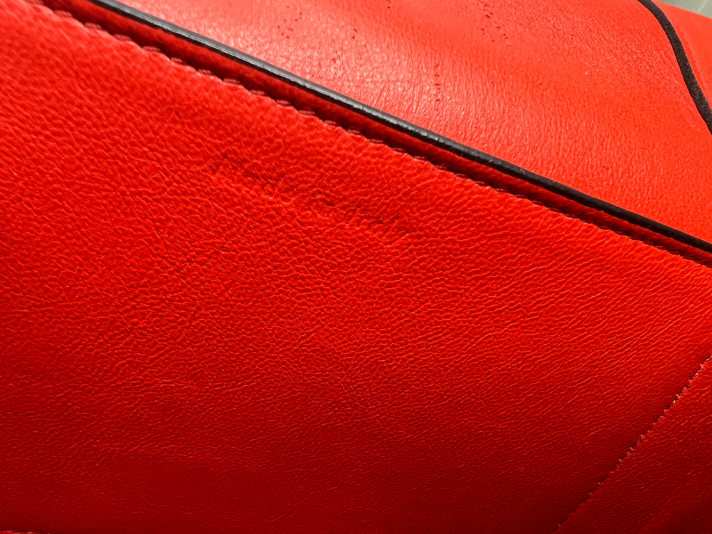 Celine Red & Burgundy Colorblock Leather Shoulder Bag