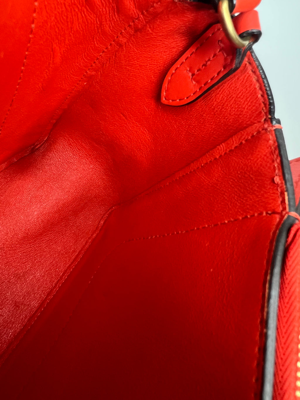Celine Red & Burgundy Colorblock Leather Shoulder Bag