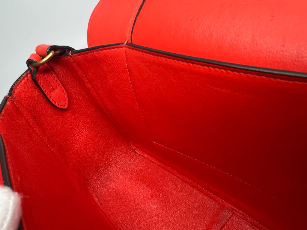 Celine Red & Burgundy Colorblock Leather Shoulder Bag